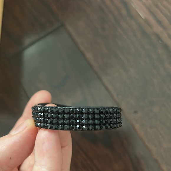 Swarovski black leather crystal bracelet - Picture 1 of 5